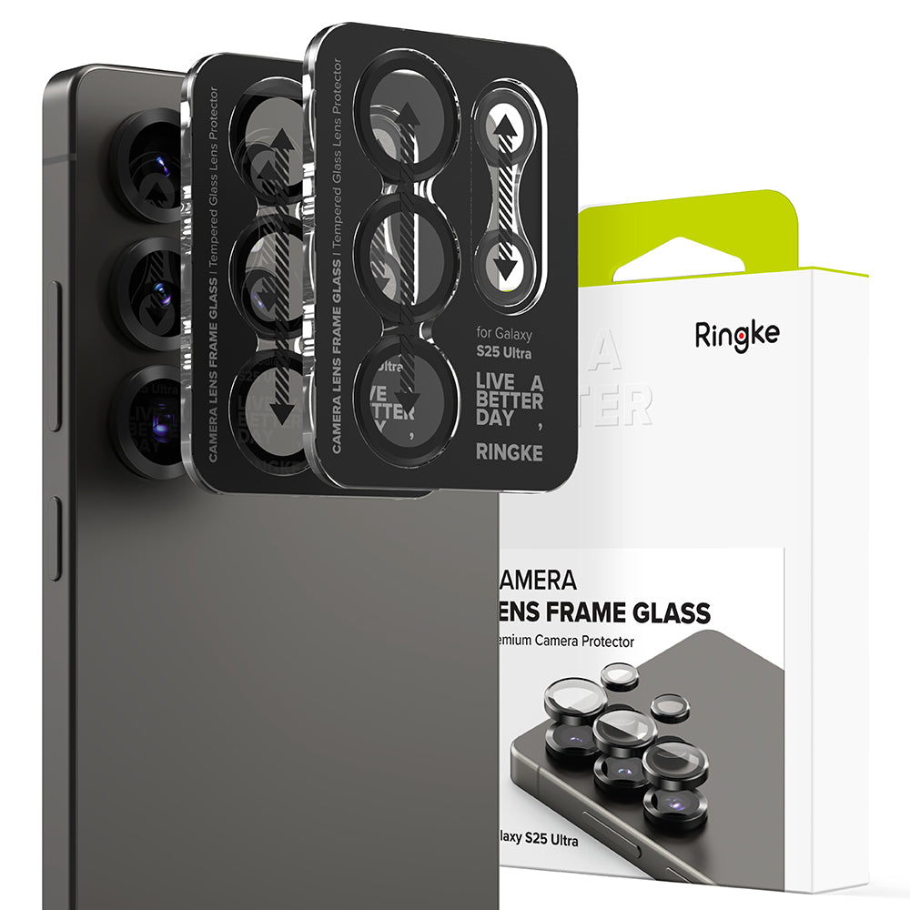 Película Protetora de Câmera Traseira Ringke para Samsung Galaxy S25 Ultra S938, Vidro Temperado, Preta