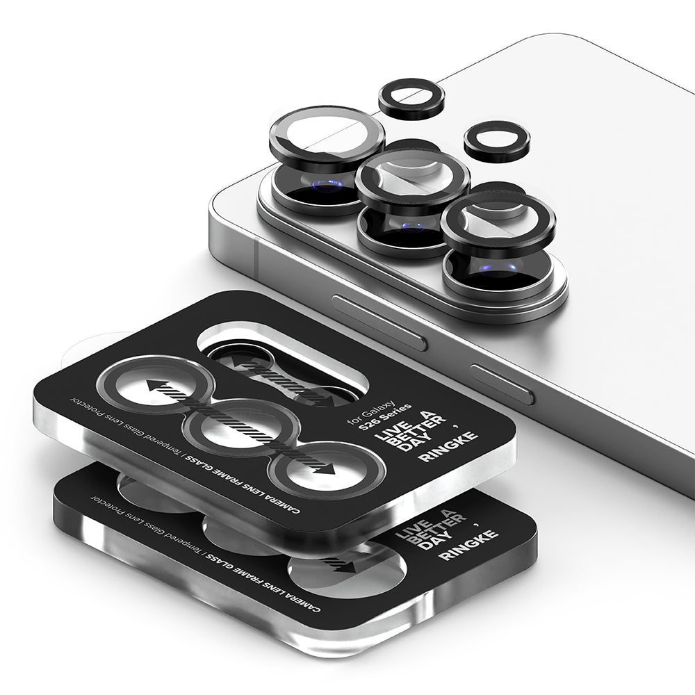 Película Protetora de Câmera Traseira Ringke para Samsung Galaxy S26 Ultra S948, Vidro Temperado, Conjunto de 2 peças, Preta