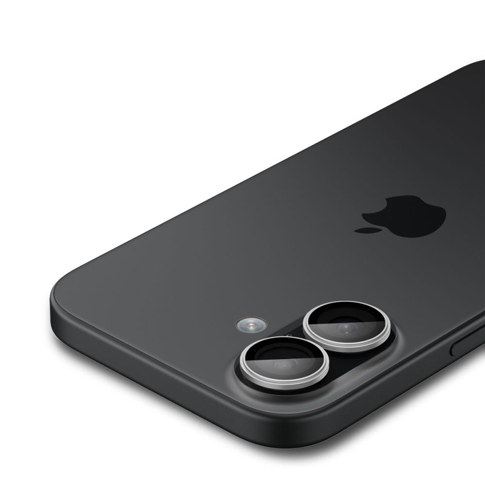 Película Protetora de Câmera Traseira Spigen GlastR EZ FIT Optik Pro para Apple iPhone 17 / 16 Plus / 16, Vidro Temperado, Conjunto de 2 peças, Prateada