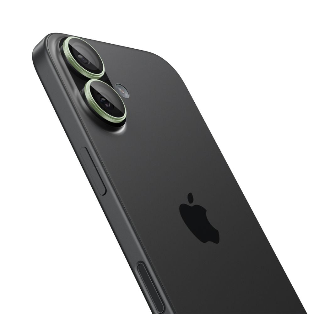 Película Protetora de Câmera Traseira Spigen GlastR EZ FIT Optik Pro para Apple iPhone 17 / 16 Plus / 16, Vidro Temperado, Conjunto de 2 Peças, Verde AGL10128