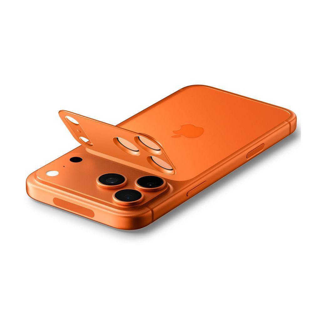 Spigen GlastR EZ FIT Optik Pro Rear Camera Protector for Apple iPhone 17 Pro Max, Tempered Glass, Set of 2 pieces, Orange AGL10650