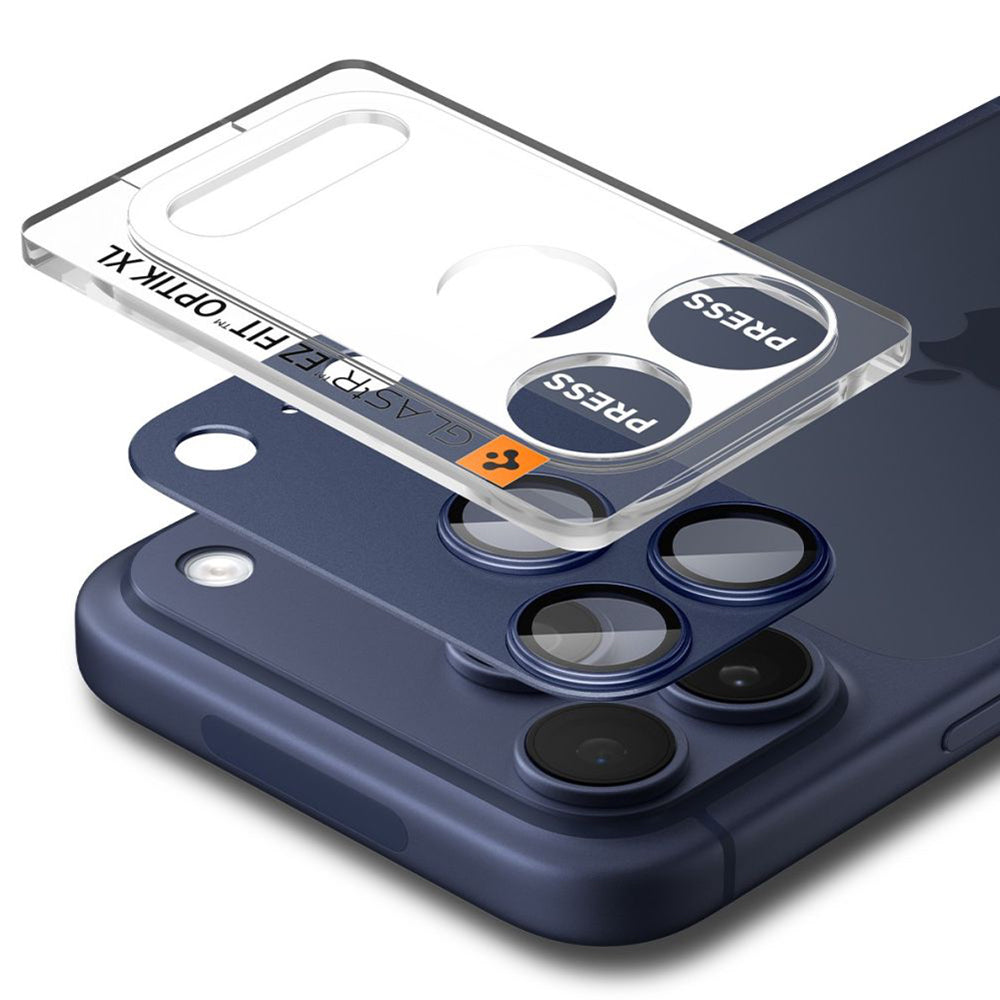 Rear Camera Protection Film Spigen GlastR EZ FIT Optik Pro XL for Apple iPhone 17 Pro, Tempered Glass, Blue AGL10646
