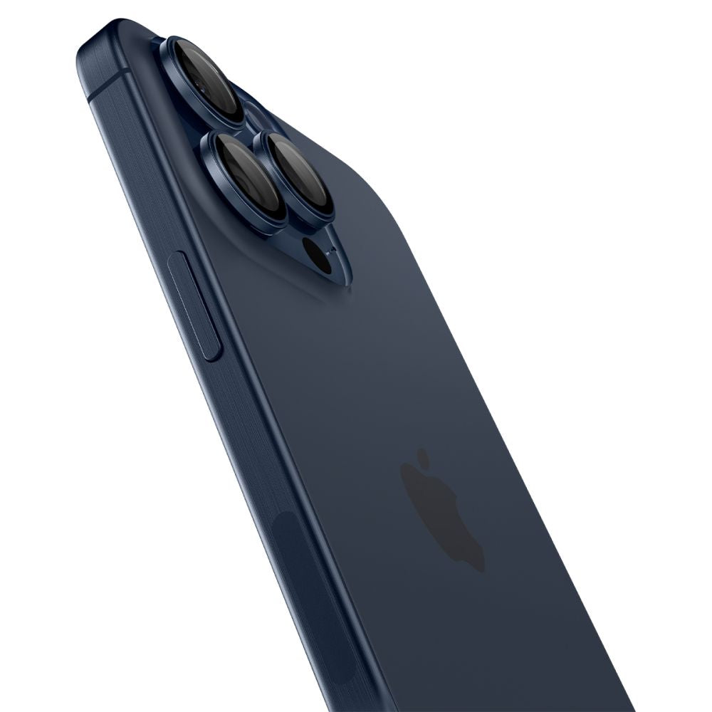 Película Protetora de Câmera Traseira Spigen GlastR EZ FIT Optik Pro para Apple iPhone 16 Pro Max / 16 Pro, Vidro Temperado, Conjunto de 2 Peças, Azul.