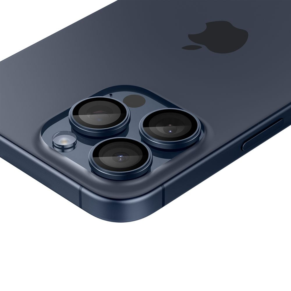 Película Protetora de Câmera Traseira Spigen GlastR EZ FIT Optik Pro para Apple iPhone 16 Pro Max / 16 Pro, Vidro Temperado, Conjunto de 2 Peças, Azul.