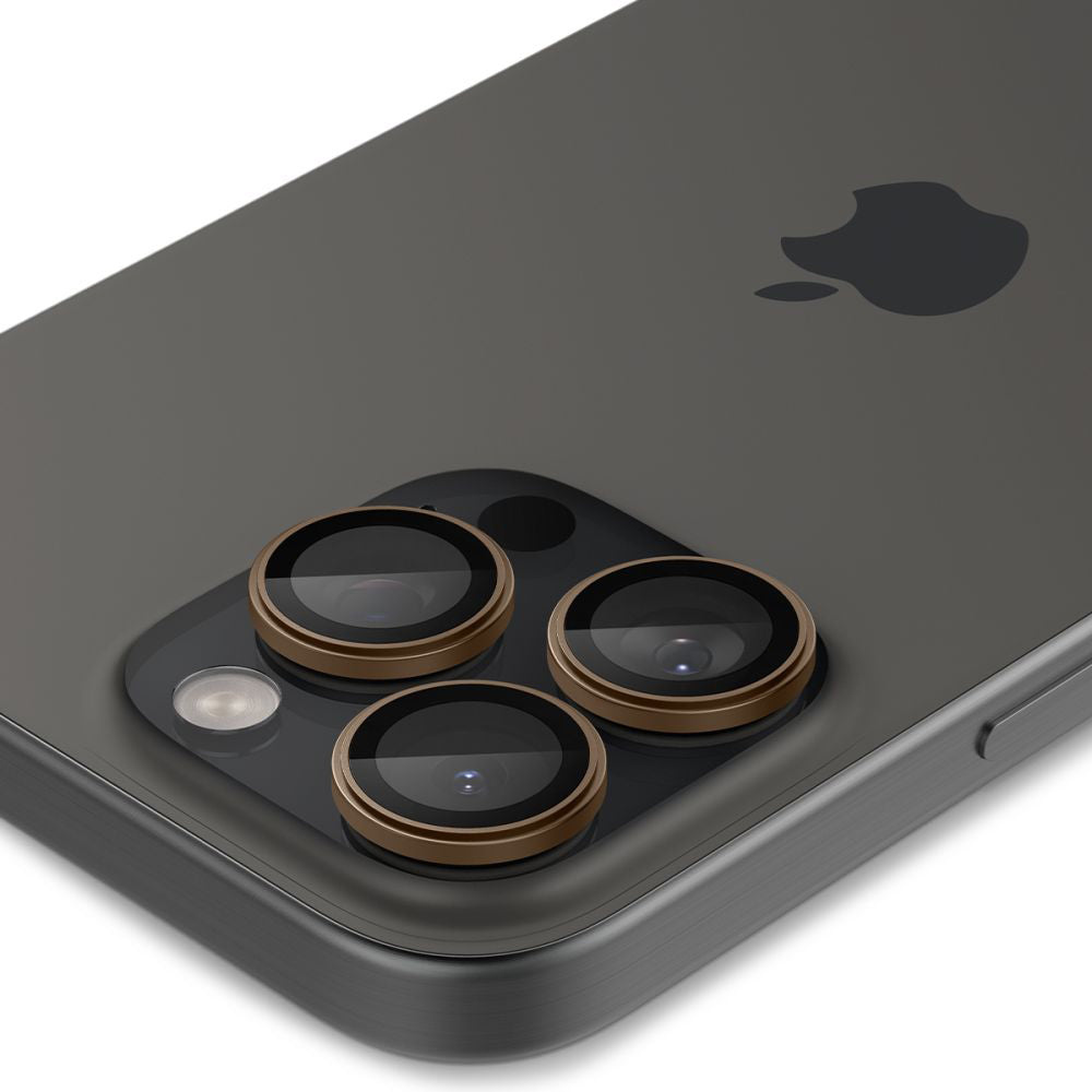 Película Protetora de Câmera Traseira Spigen GlastR EZ FIT Optik Pro para Apple iPhone 16 Pro, Vidro Temperado, Conjunto de 2 peças, Bronze AGL08862