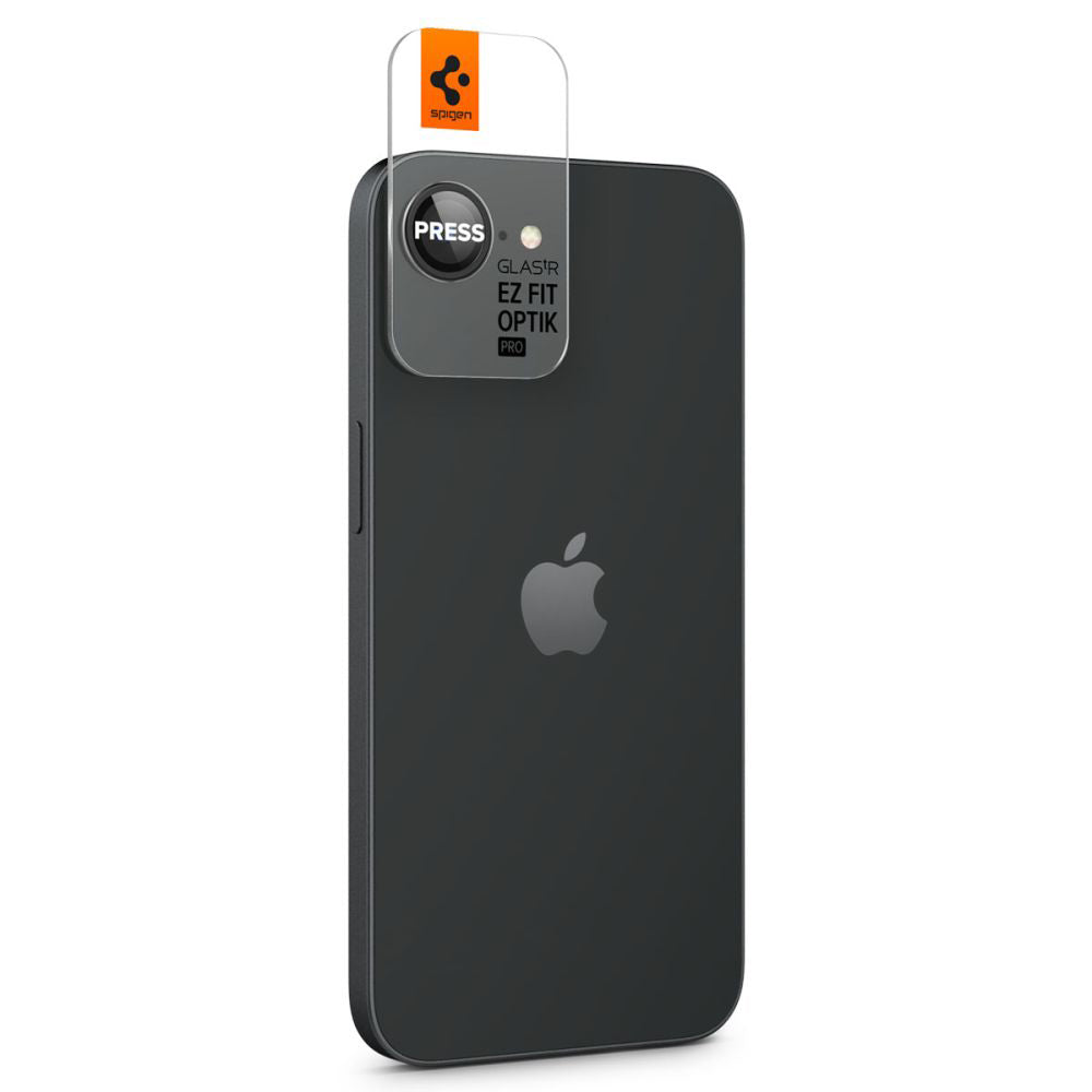 Película Protetora de Câmera Traseira Spigen GlastR EZ FIT Optik Pro para Apple iPhone 17e / 16e, Vidro Temperado, Conjunto de 2 Peças, Preta AGL09279