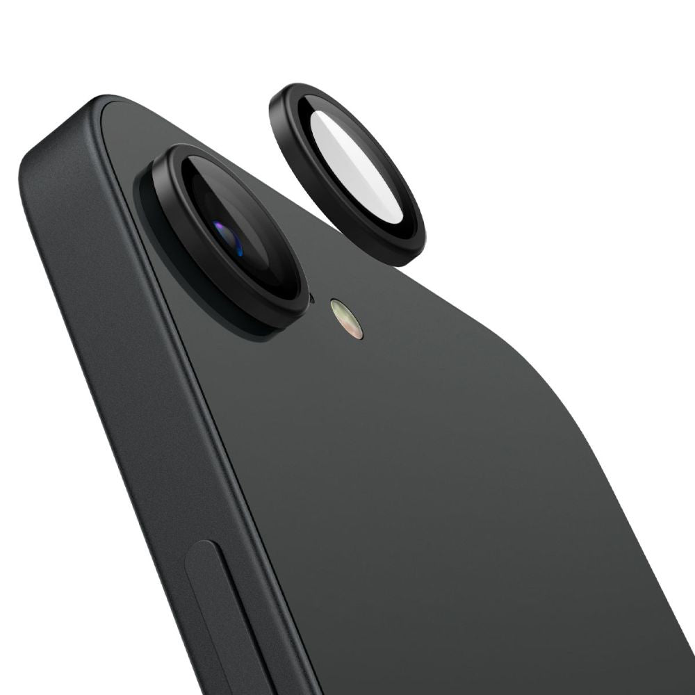 Película Protetora de Câmera Traseira Spigen GlastR EZ FIT Optik Pro para Apple iPhone 17e / 16e, Vidro Temperado, Conjunto de 2 Peças, Preta AGL09279
