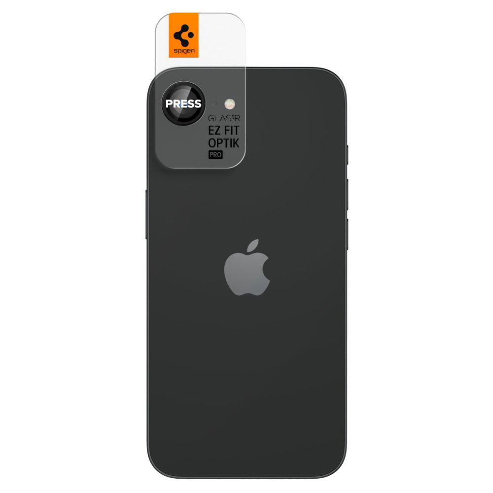 Película Protetora de Câmera Traseira Spigen GlastR EZ FIT Optik Pro para Apple iPhone 17e / 16e, Vidro Temperado, Conjunto de 2 Peças, Preta AGL09279