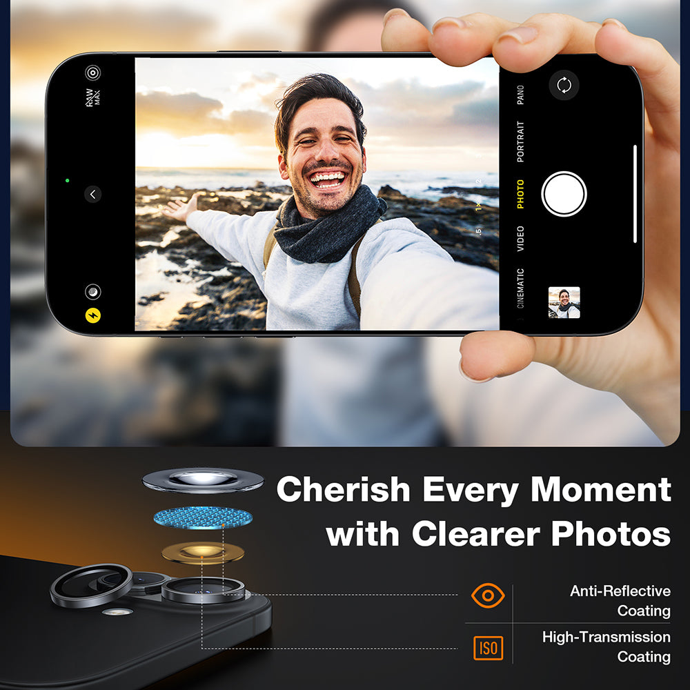 Película Protetora de Câmera Traseira Torras Lensguard para Apple iPhone 16 Plus / 16, Vidro Temperado, Preta