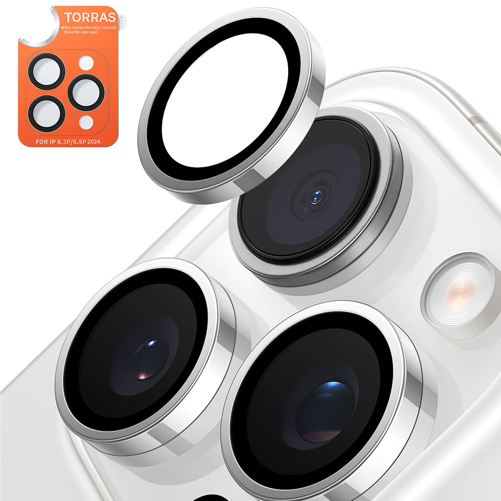 Película protetora para Câmara Traseira Torras Lensguard para Apple iPhone 16 Pro Max / 16 Pro, Vidro Temperado, Cinzento Metálico