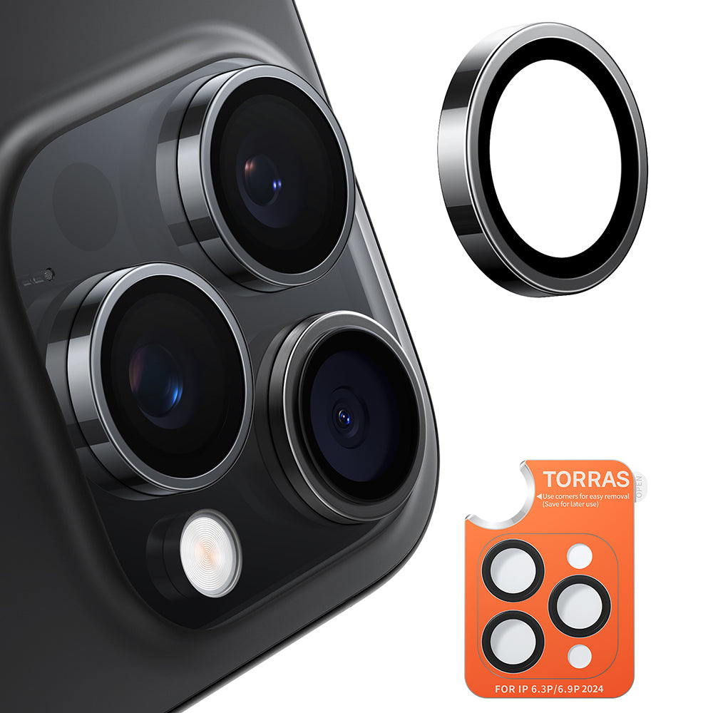 Película protetora para Câmara Traseira Torras Lensguard para Apple iPhone 16 Pro Max / 16 Pro, Vidro Temperado, Preto