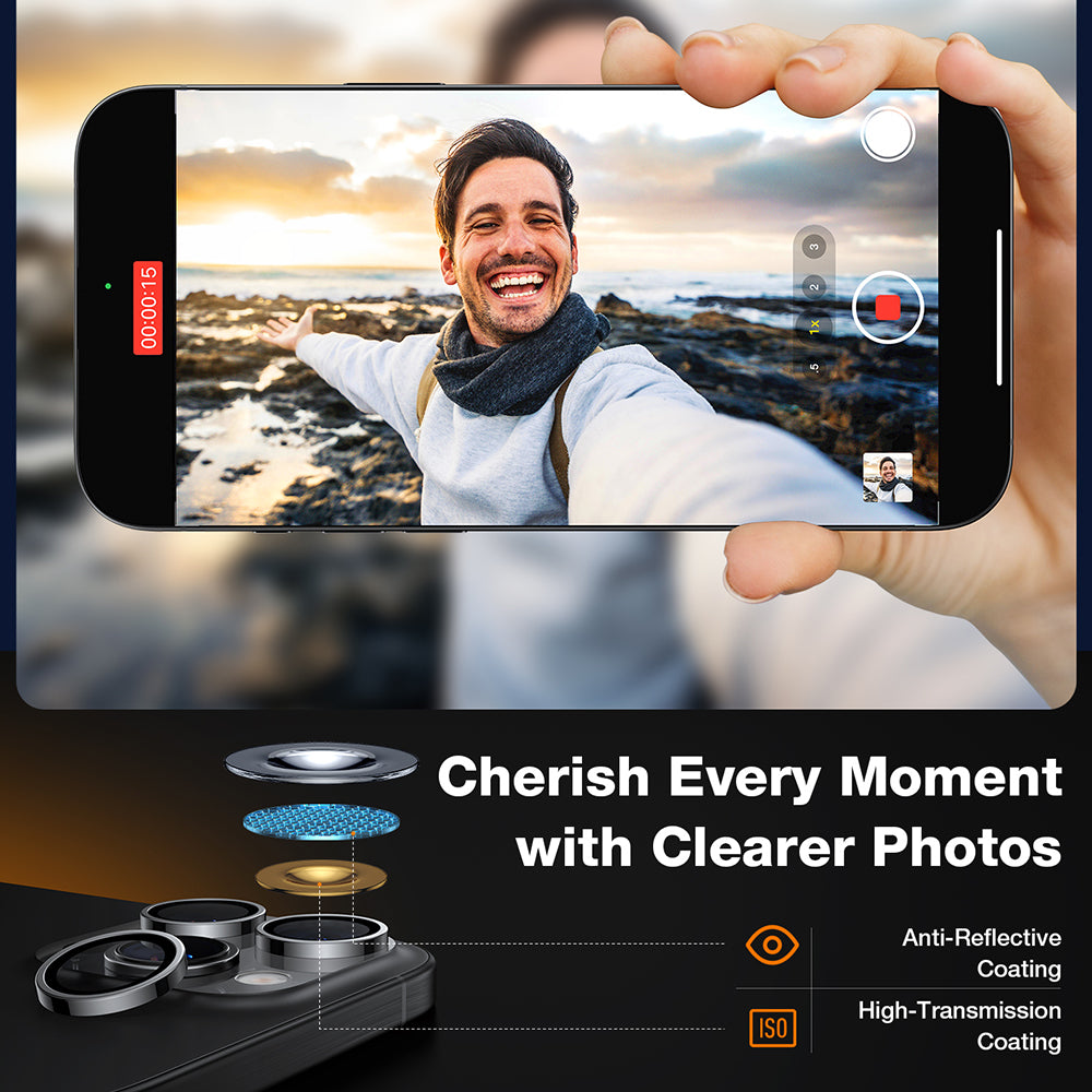 Película protetora para Câmara Traseira Torras Lensguard para Apple iPhone 16 Pro Max / 16 Pro, Vidro Temperado, Preto