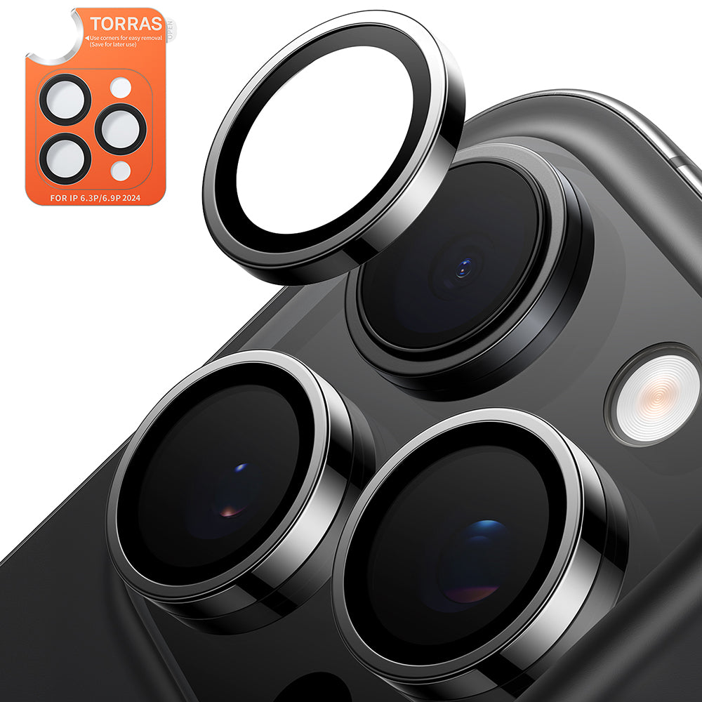 Película protetora para Câmara Traseira Torras Lensguard para Apple iPhone 16 Pro Max / 16 Pro, Vidro Temperado, Preto