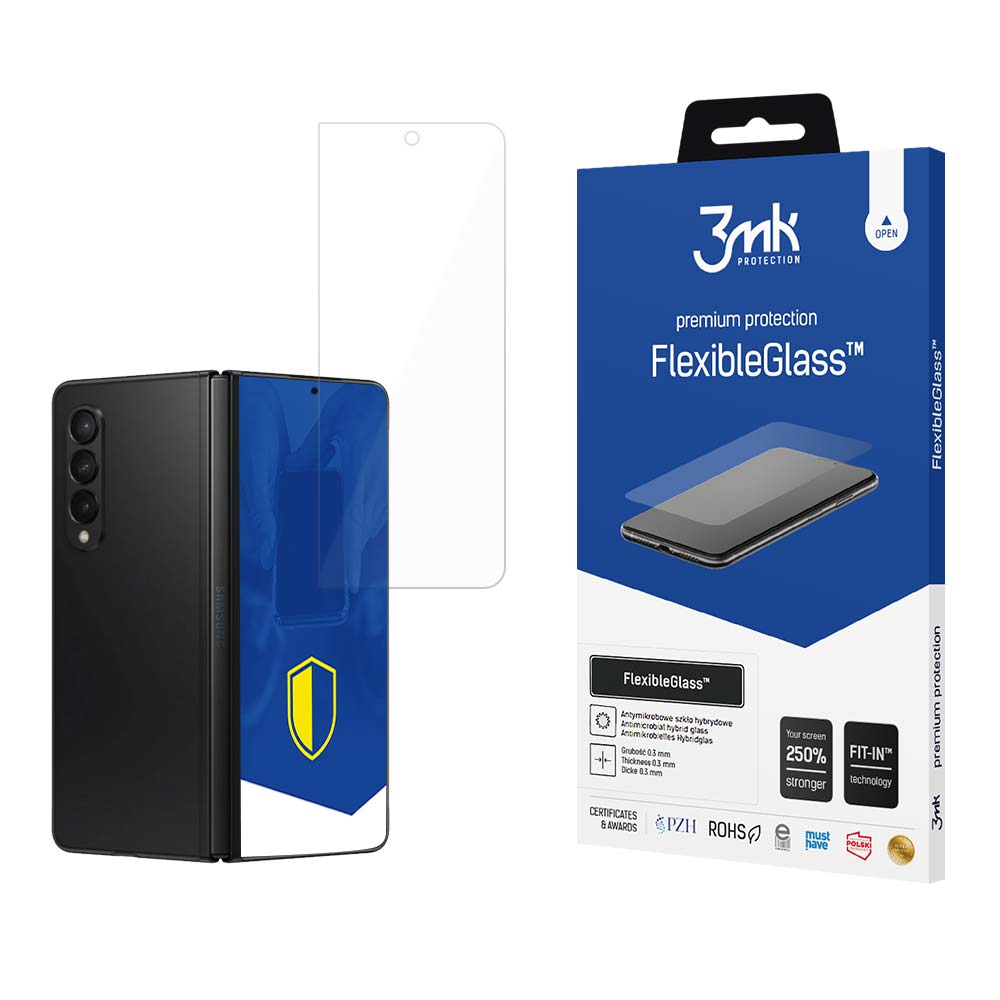 Película Protetora de Ecrã Exterior 3MK FlexibleGlass para Samsung Galaxy Z Fold5 F946, Vidro Flexível, Cola Completa