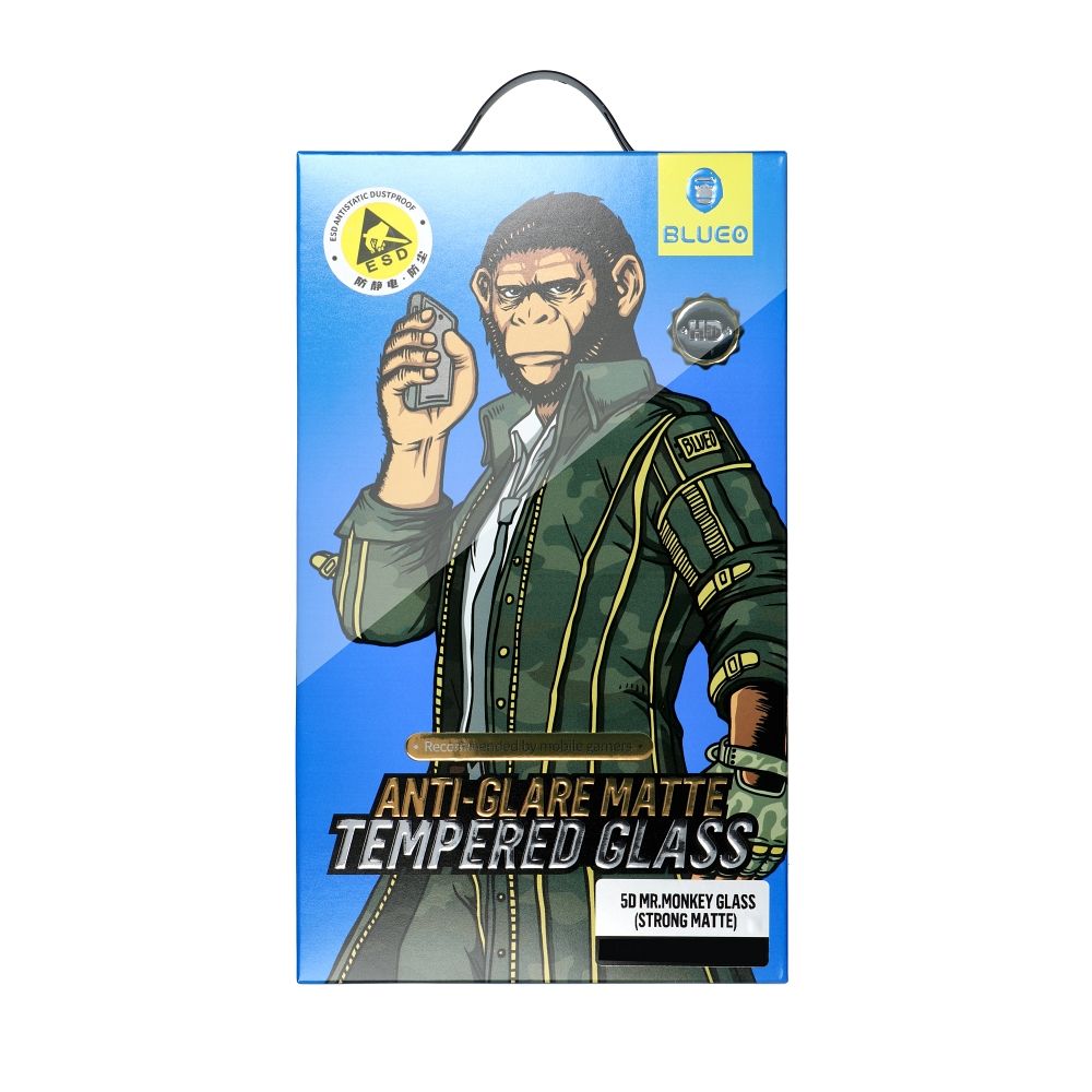 Protetor de ecrã Mr Monkey Glass para Apple iPhone 15 Pro, Escudo de vidro, Cola total, 5D, Preto