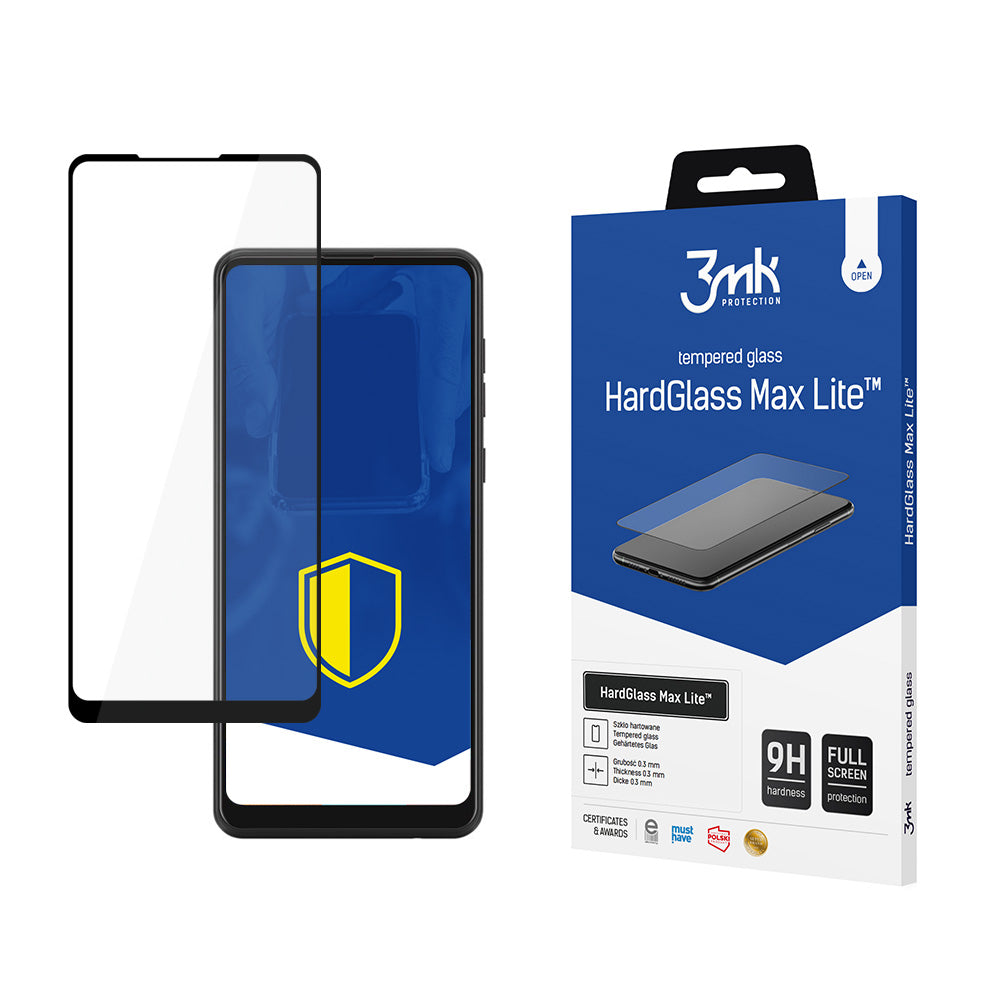 Película Protetora de Ecrã 3MK HardGlass Max Lite para Samsung Galaxy A21s A217, Vidro Temperado, Full Glue, Preta