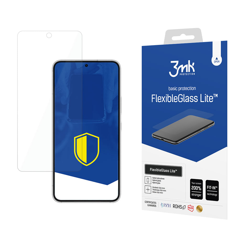 Película Protetora de Ecrã 3MK FlexibleGlass Lite para Samsung Galaxy S22 5G S901, Vidro Flexível, Colagem Total