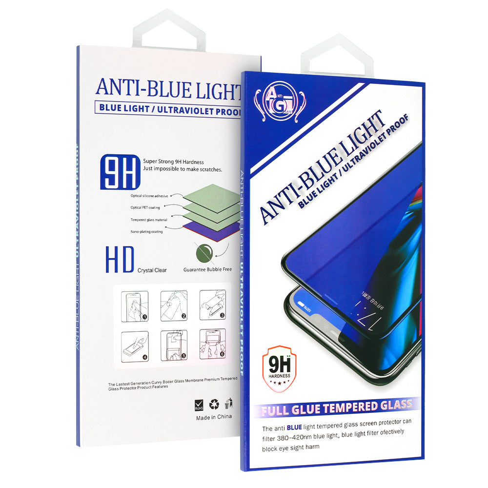 Película Protetora de Ecrã Anti Blue Light OEM para Apple iPhone 17e / 16e / 14 / 13 Pro, Vidro Temperado, Colagem Total, Preta