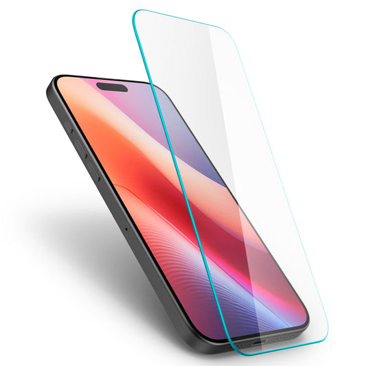 Película Protetora de Ecrã Spigen GlastrR Slim HD para Apple iPhone 16 / 15, Vidro Temperado, Colagem Total, 2.5D AGL06910