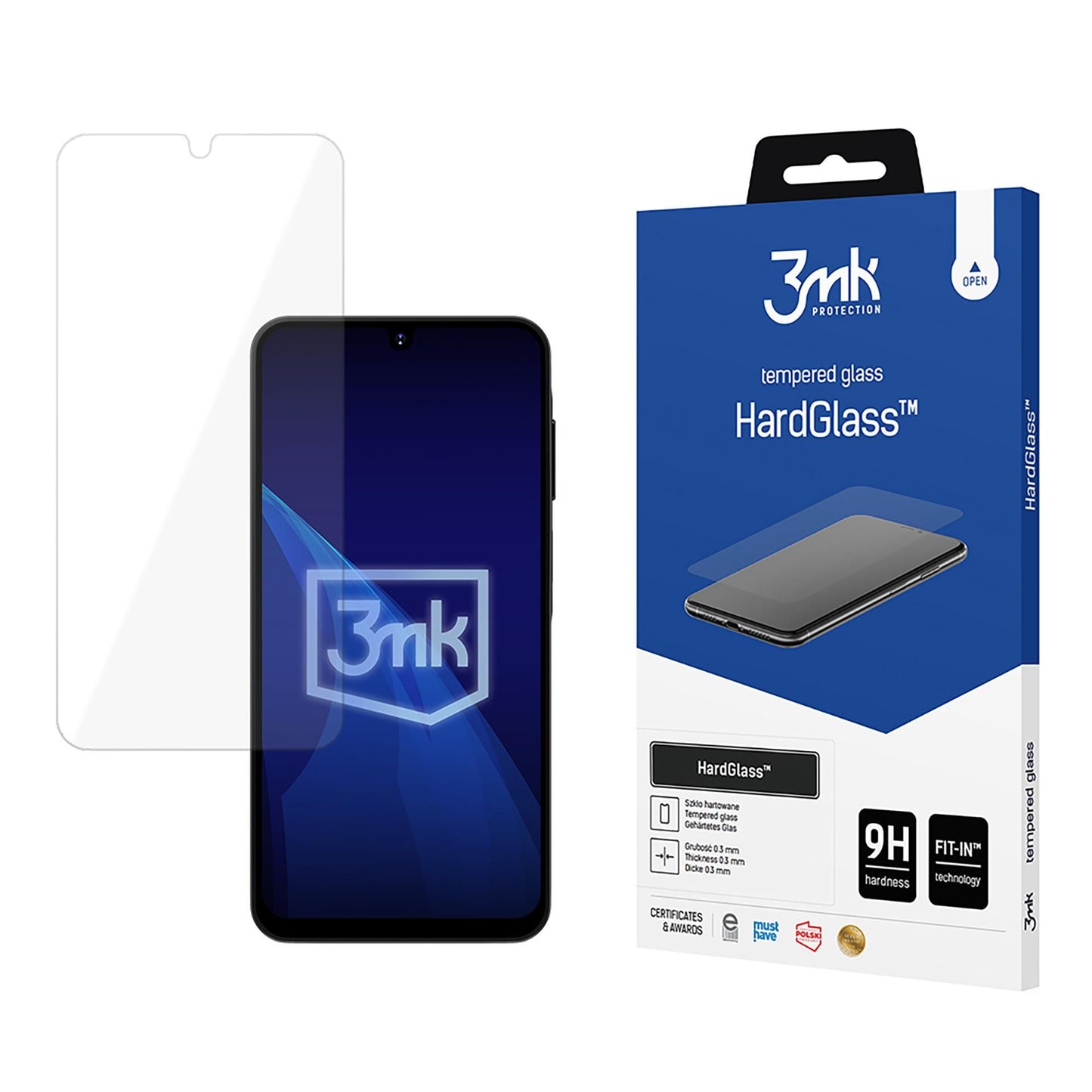 Película Protetora de Ecrã 3MK HardGlass para Samsung Galaxy A17 4G / A17 5G / A16 5G A166 / A16 4G A165, Vidro Temperado, Full Glue