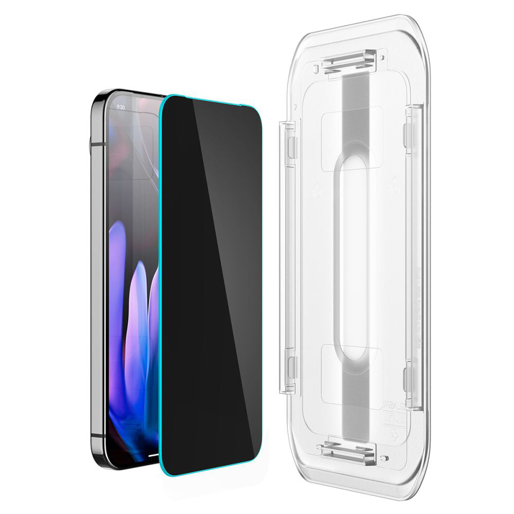 Película protetora de ecrã Privacy Spigen GlastR EZ FIT para Google Pixel 9 / 9 Pro, Vidro Temperado, Cola Total, Conjunto de 2 unidades AGL09312