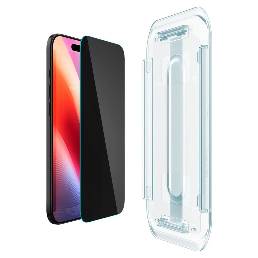 Película de Proteção Ecrã Privacy Spigen GlastR EZ FIT para Apple iPhone 17 Air, Vidro Temperado, Full Glue, Conjunto 2 peças