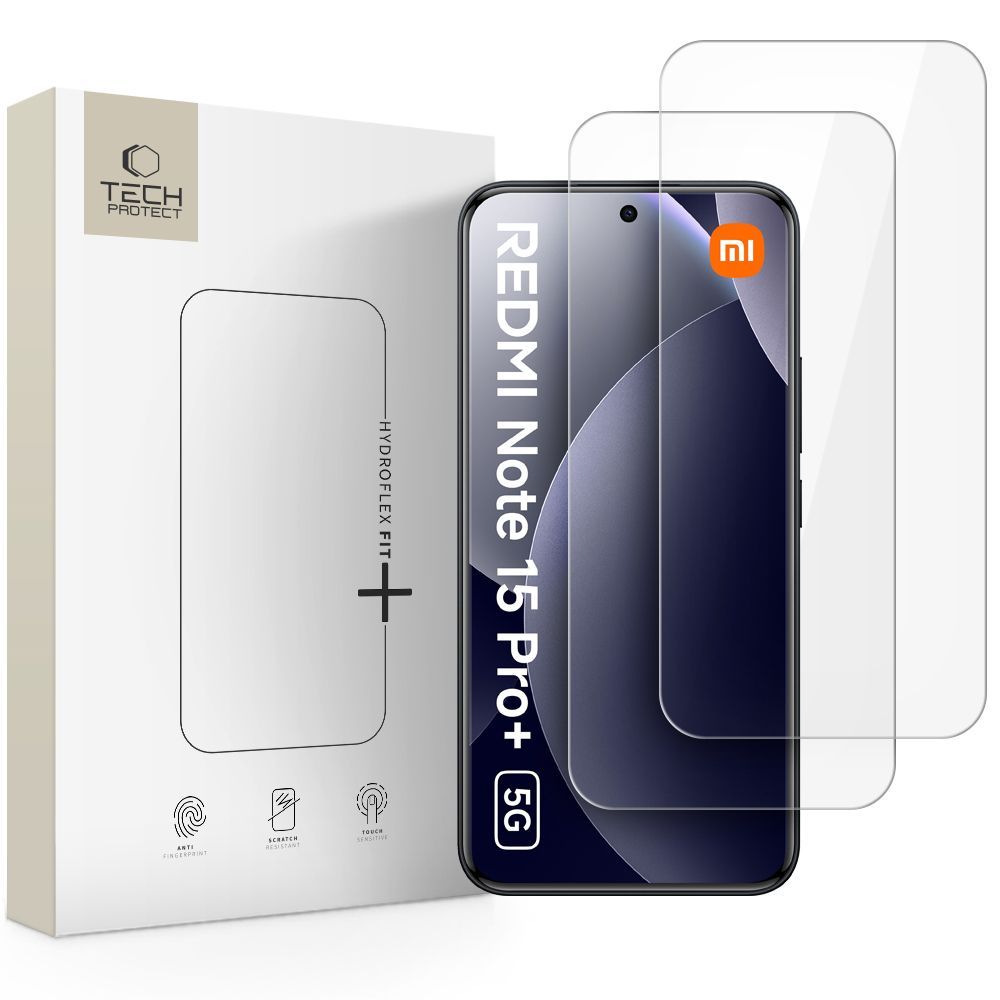 Película Protetora de Ecrã Tech-Protect Hydro Flex+ para Xiaomi Poco M8 Pro / Redmi Note 15 Pro+ 5G, Plástico, Conjunto de 2 peças