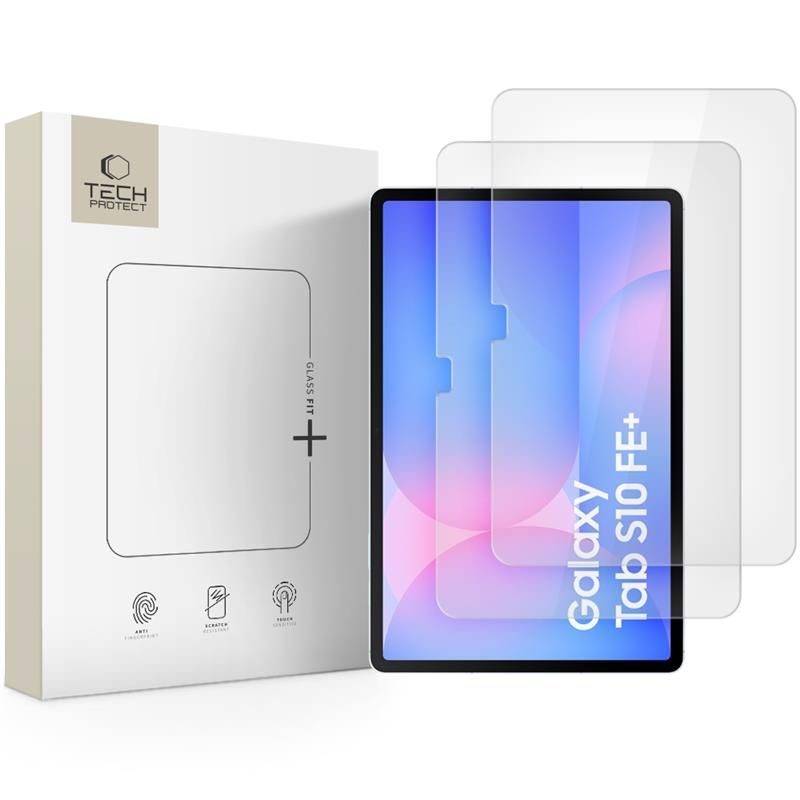 Película Protetora de Ecrã Tech-Protect FIT+ para Samsung Galaxy Tab S10 FE+, Vidro Temperado, Colagem Total, Conjunto de 2 peças, 2.5D