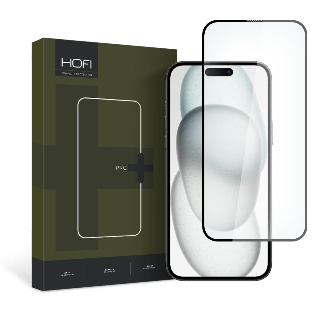 Película protetora de ecrã HOFI PRO+ para Apple iPhone 15, Vidro Temperado, Cola Total, 2.5D, Preta