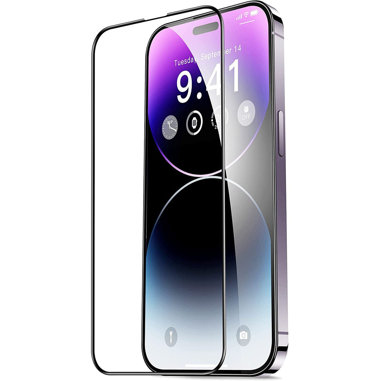 Película protetora de ecrã Veason PRO para Apple iPhone 14 Pro, Vidro Temperado, Cola Total, 6D, Preta