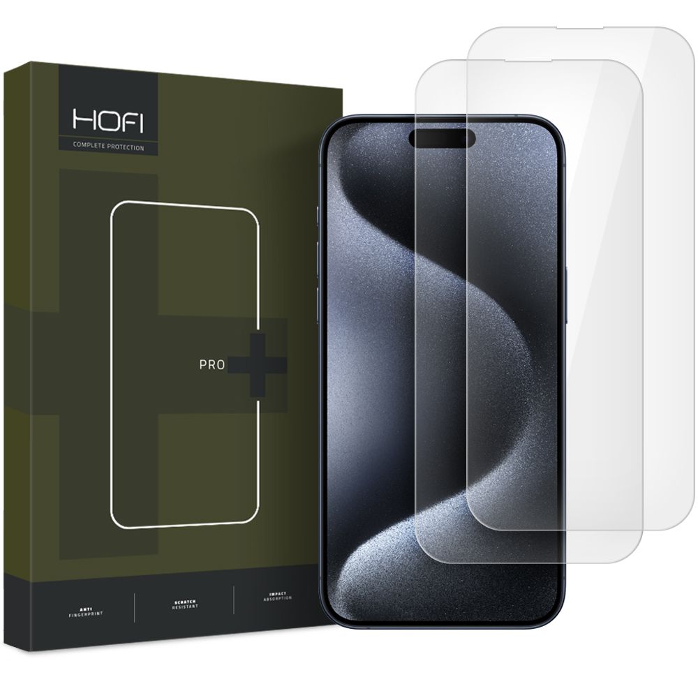 Protetor de ecrã HOFI Glass PRO+ para Apple iPhone 16 Plus, vidro blindado, cola total, conjunto de 2 peças, 2,5D