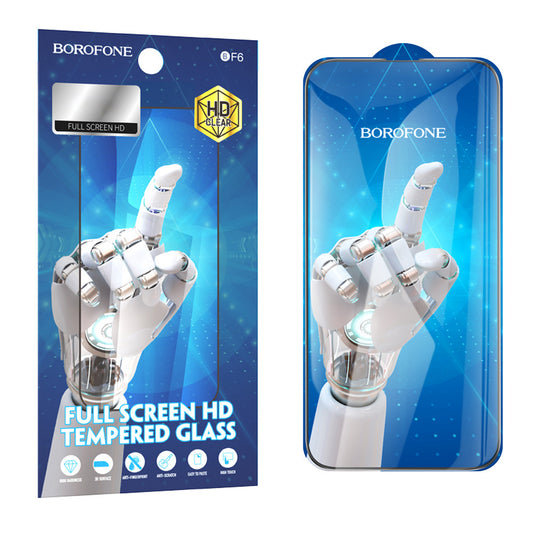 Protetor de ecrã Borofone BF6 Diamond Armor para Apple iPhone 14 Pro, vidro blindado, cola total, conjunto de 10 peças, preto