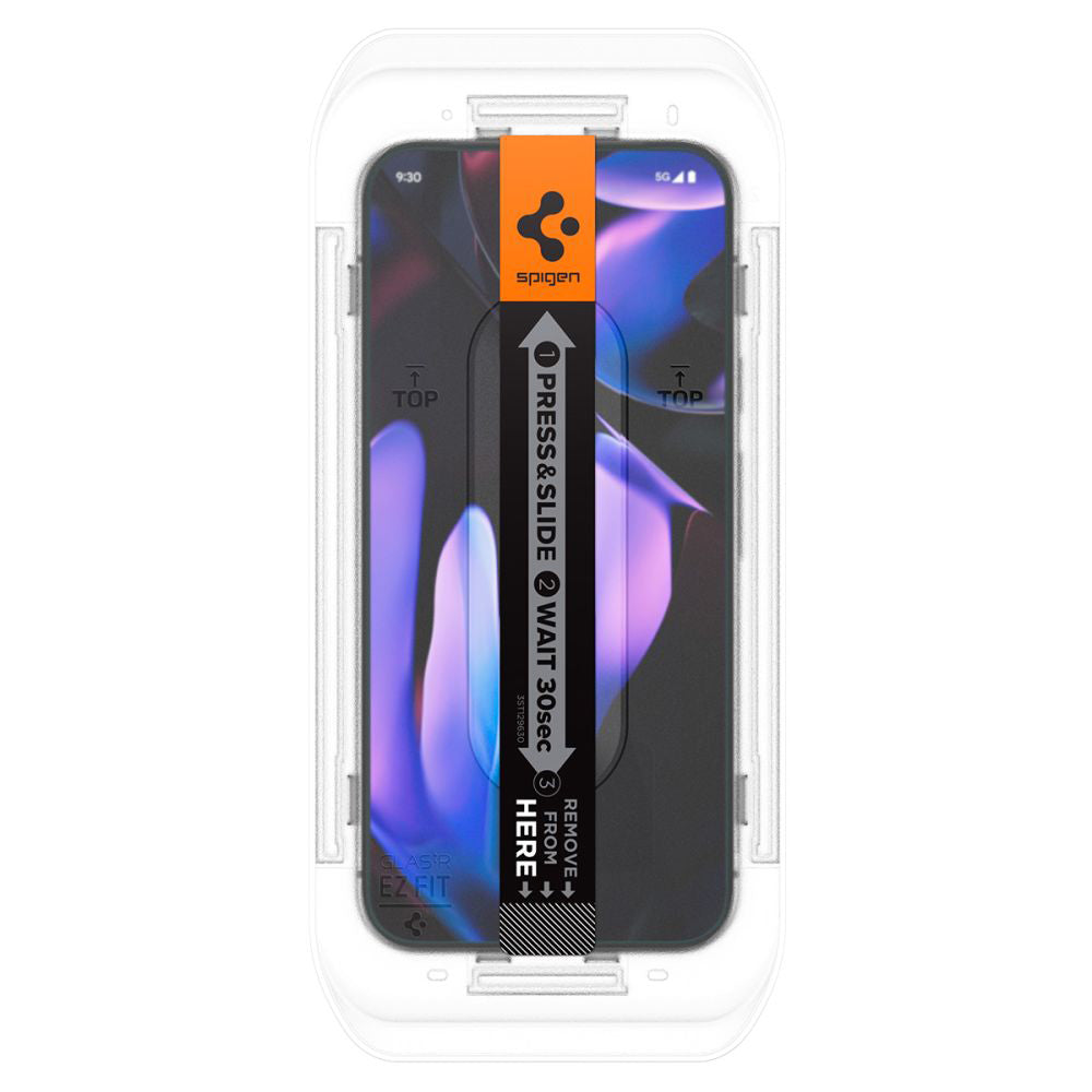 Película protetora de ecrã Privacy Spigen GlastR EZ FIT para Google Pixel 9 / 9 Pro, Vidro Temperado, Cola Total, Conjunto de 2 unidades AGL09312