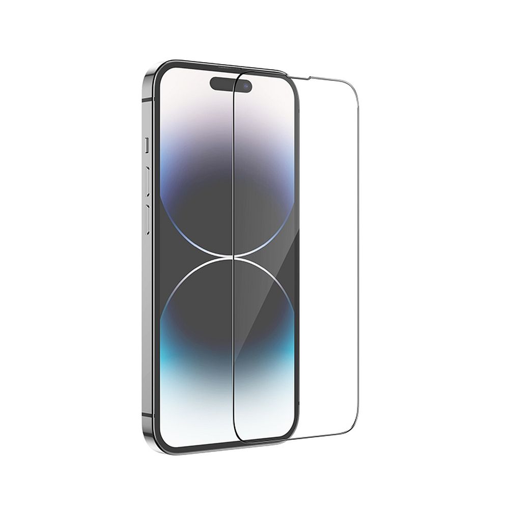 Película Protetora de Ecrã HOCO para Apple iPhone 14 Pro Max, Vidro Temperado, Colagem Completa, Conjunto de 10 peças, Preta