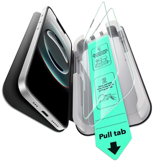 Película Protetora de Ecrã ESR Ultrafit para Apple iPhone 17e / 16e / 14 / 13 Pro, Vidro Temperado, Colagem Total, Conjunto de 2 Peças