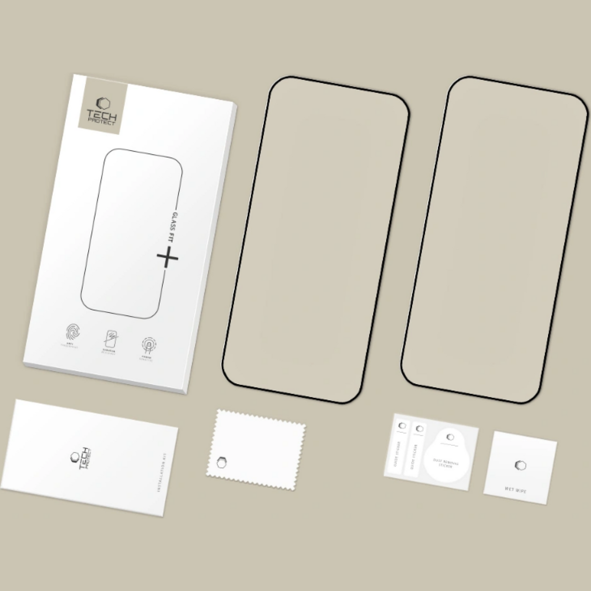 Película protetora de ecrã Tech-Protect FIT+ para Xiaomi Poco F8 Ultra, Vidro Temperado, Cola Total, Conjunto de 2 peças, 2.5D, Preto