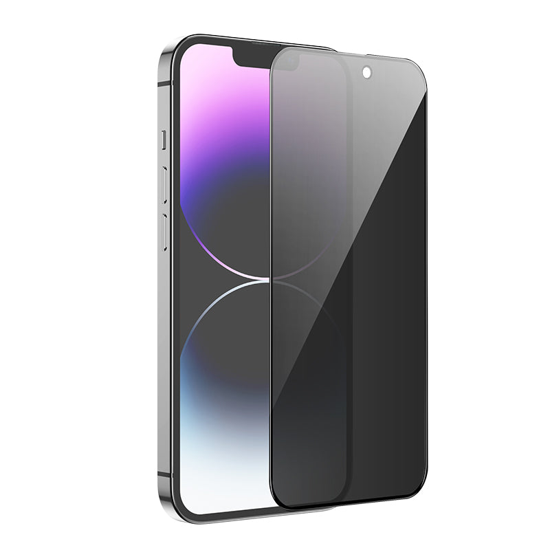 Película de Proteção de Ecrã Privacy HOCO G15 para Apple iPhone 16 Plus / 15 Plus, Vidro Temperado, Cola Completa, 5D