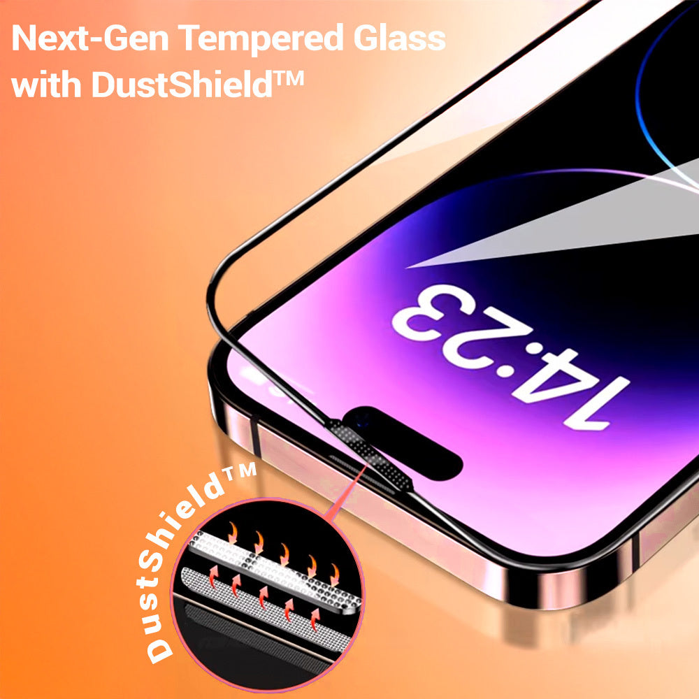Película de proteção de ecrã Tel Protect 10X HD Plus Titanium para Apple iPhone 17 / 16 Pro, Vidro Temperado, Full Glue, Preta