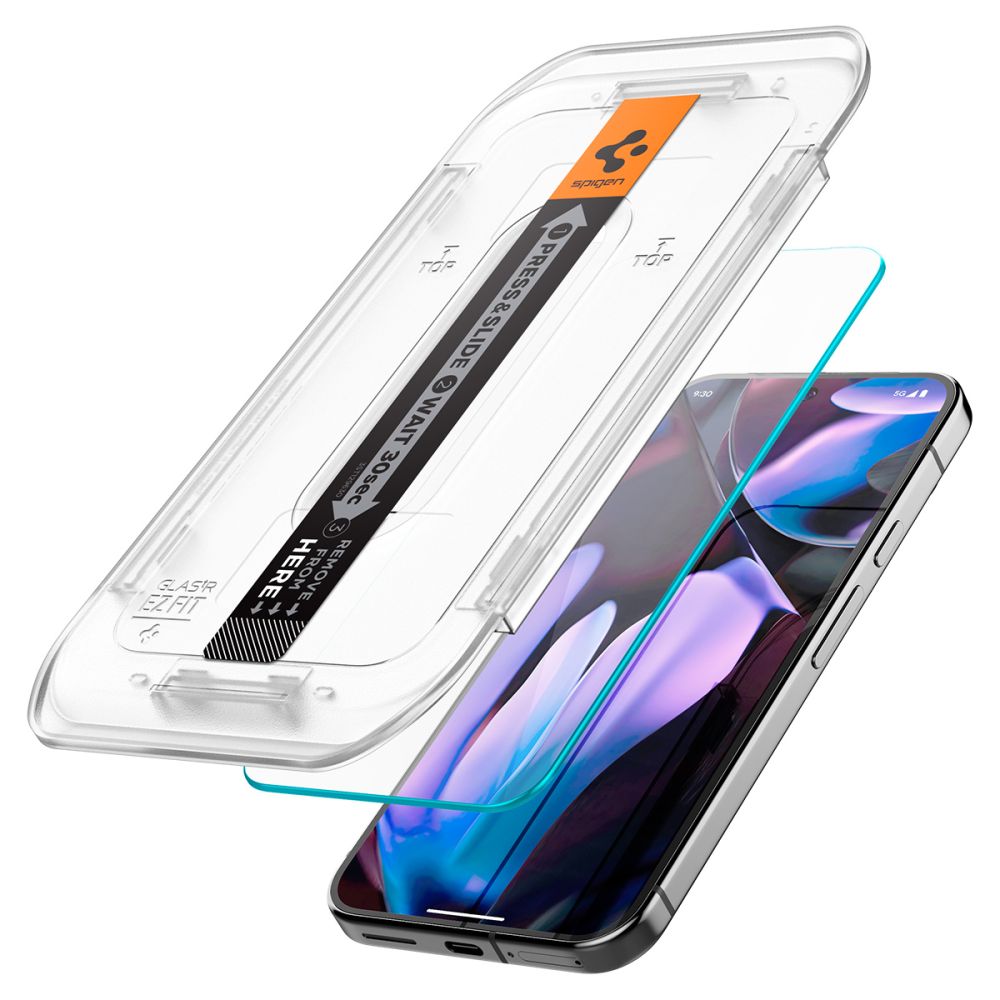 Protetor de ecrã Spigen EZ FIT para Google Pixel 9 / 9 Pro, proteção de vidro, cola completa, conjunto de 2 peças, 2.5D AGL08442 AGL08442