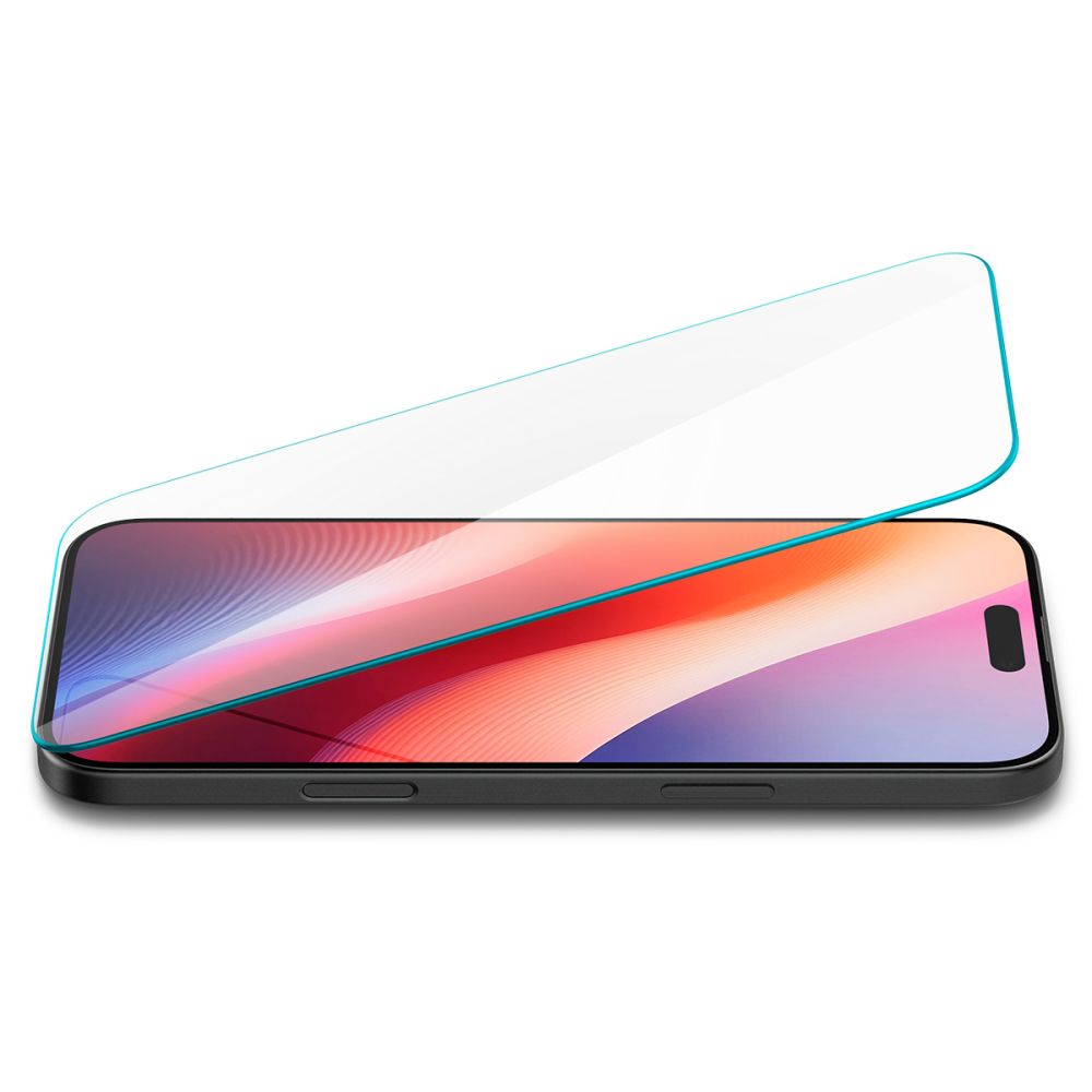 Película Protetora de Ecrã Spigen GlastrR Slim HD para Apple iPhone 16 / 15, Vidro Temperado, Colagem Total, 2.5D AGL06910