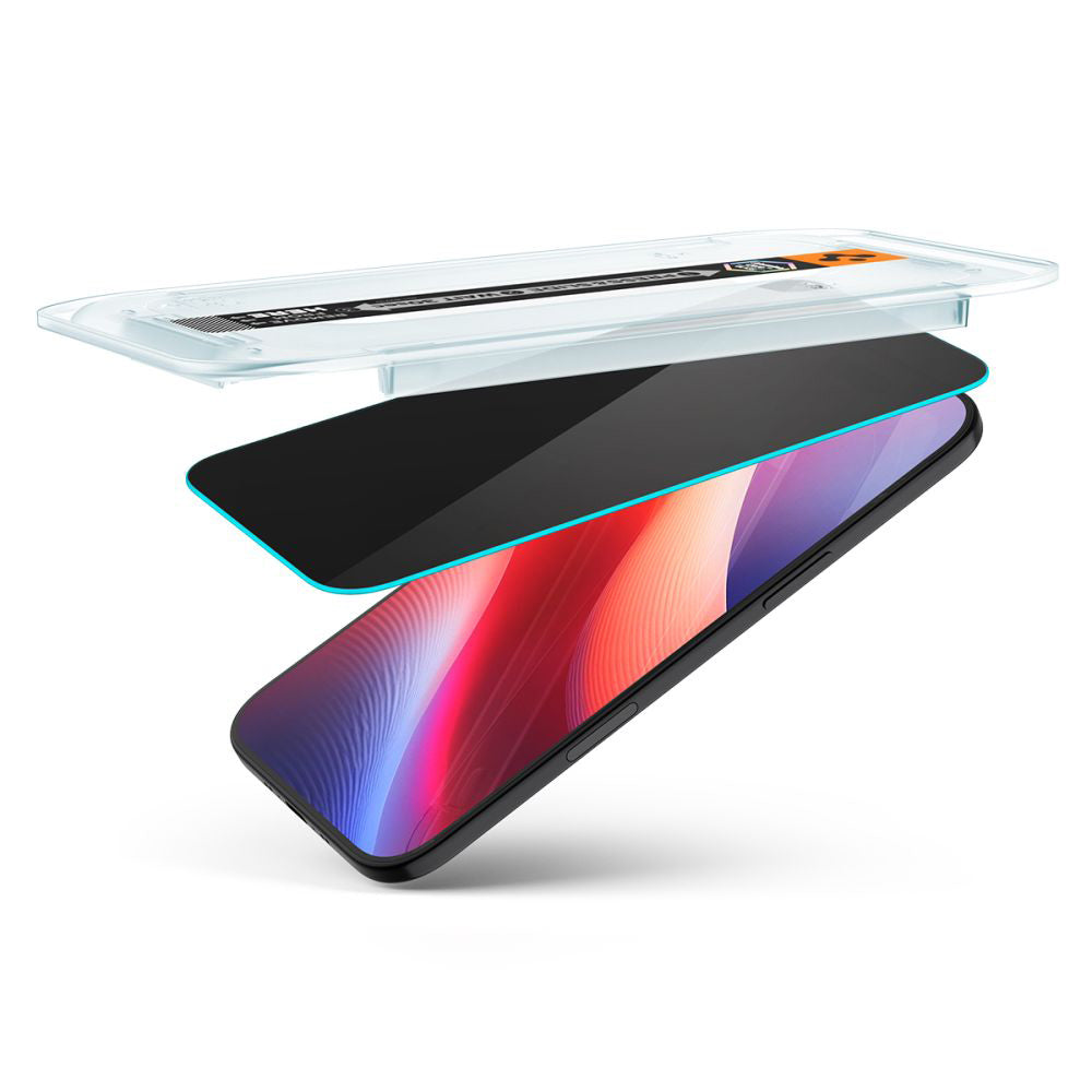 Película de Proteção Ecrã Privacy Spigen GlastR EZ FIT para Apple iPhone 17 Air, Vidro Temperado, Full Glue, Conjunto 2 peças