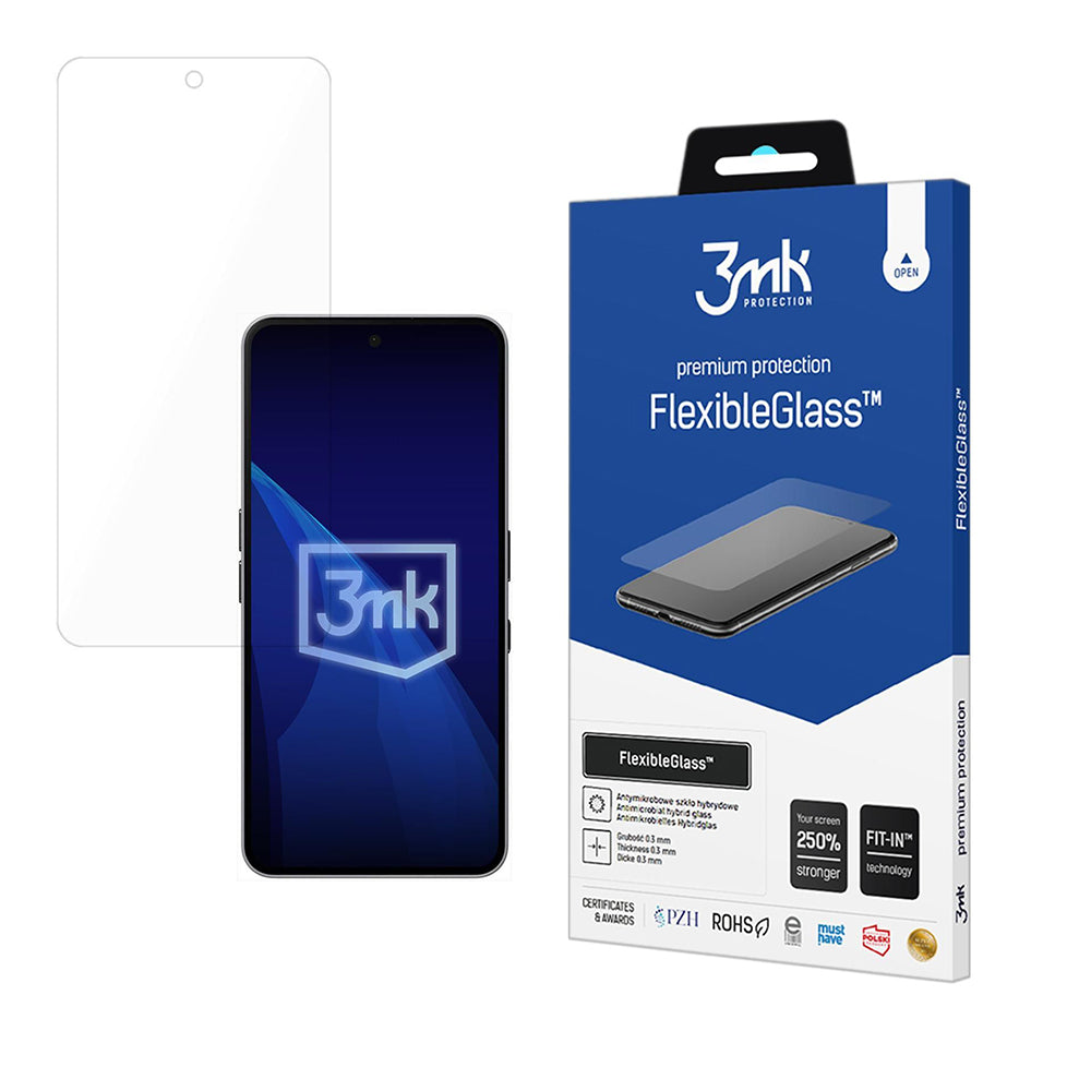 Película protetora de ecrã 3MK FlexibleGlass para Nothing Phone (3a), Vidro Flexível, Cola Total