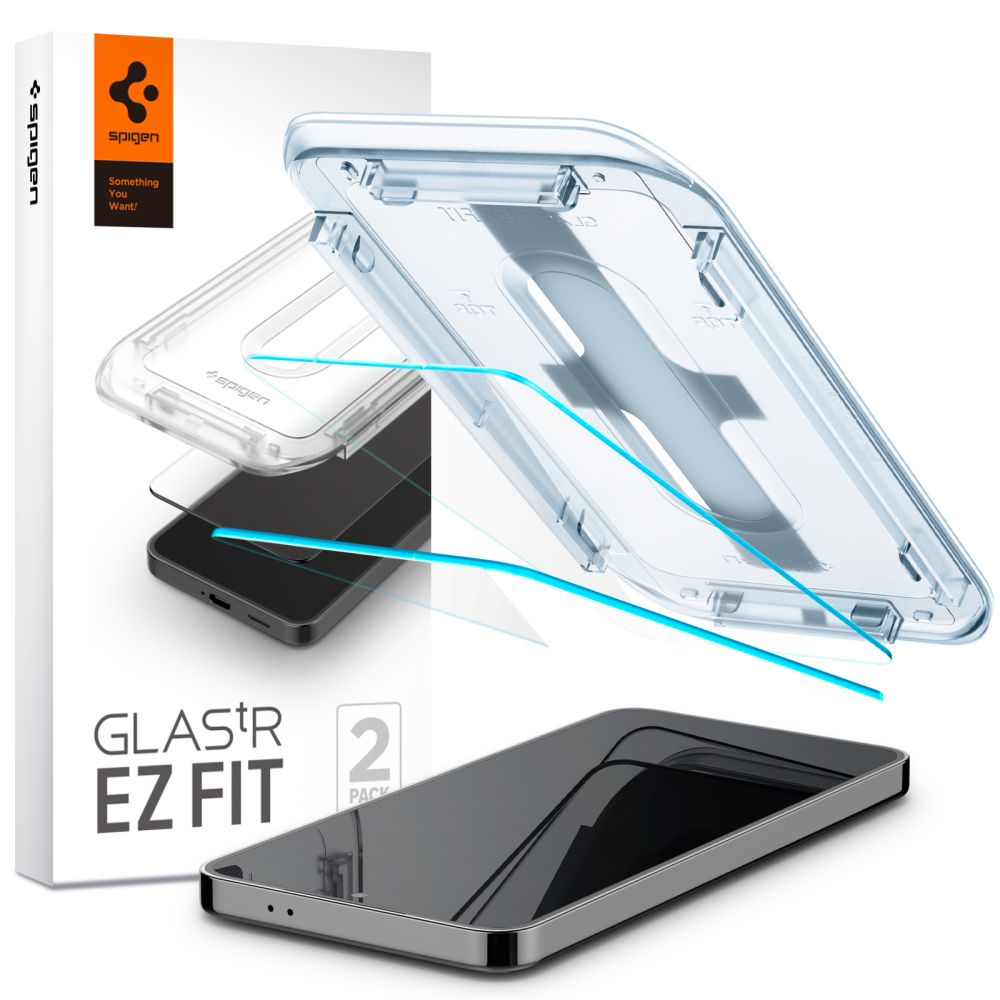 Protetor de ecrã Spigen EZ FIT para Samsung Galaxy S25 S931 / S24 S921, proteção de vidro, cola completa, conjunto 2 peças