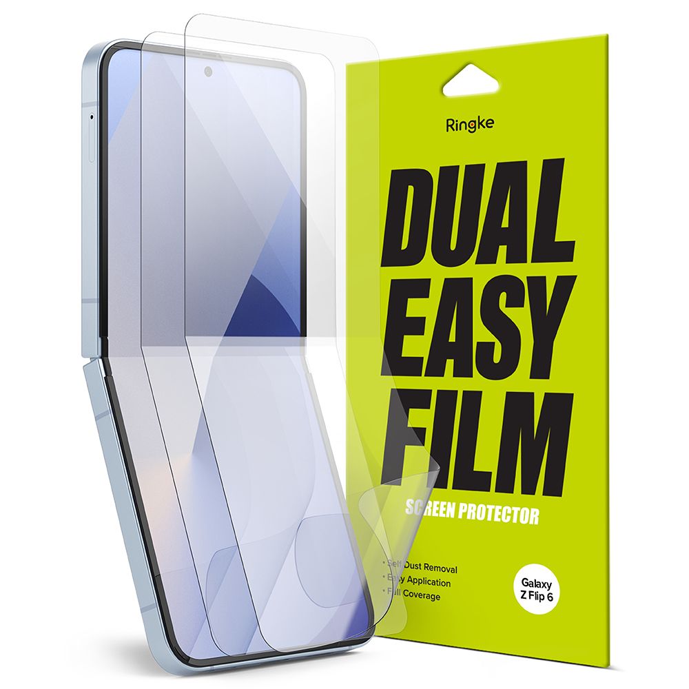 Película Protetora de Ecrã Interior Ringke Dual Easy para Samsung Galaxy Z Flip6 F741, Plástico, Conjunto de 2 peças