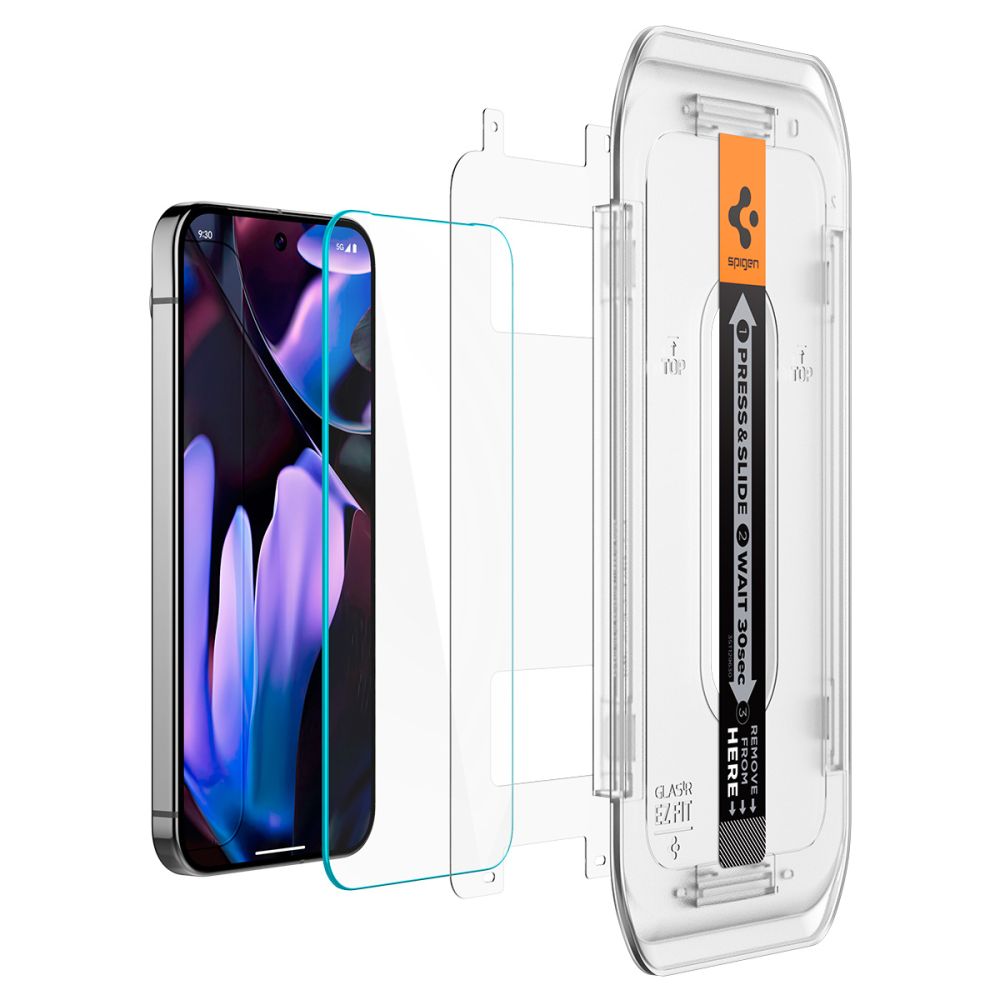 Protetor de ecrã Spigen EZ FIT para Google Pixel 9 / 9 Pro, proteção de vidro, cola completa, conjunto de 2 peças, 2.5D AGL08442 AGL08442