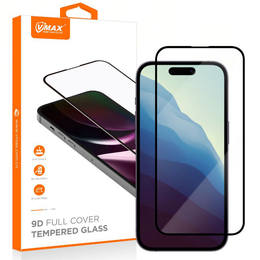 Película Protetora de Ecrã Vmax para Samsung Galaxy S24+ S926, Vidro Temperado, Full Glue, 9D, Preta