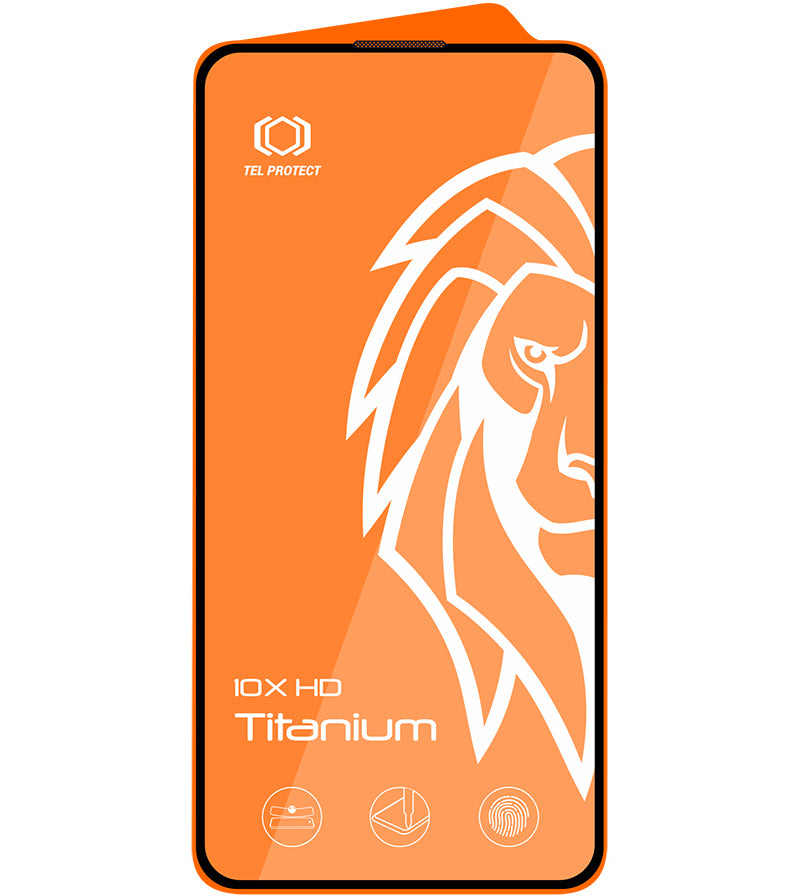Película de proteção de ecrã Tel Protect 10X HD Plus Titanium para Apple iPhone 17 / 16 Pro, Vidro Temperado, Full Glue, Preta
