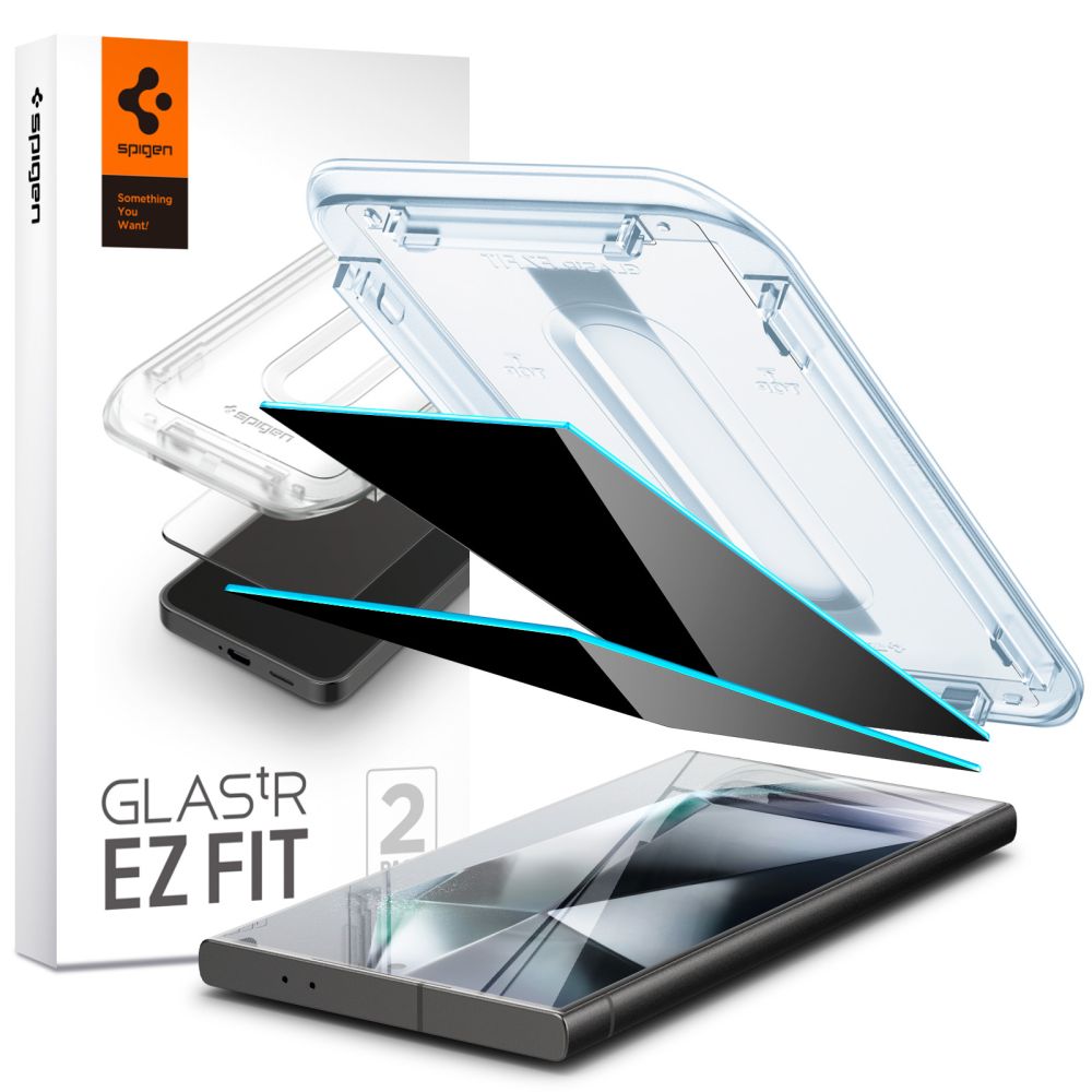 Spigen EZ FIT Privacy Screen Protector for Samsung Galaxy S24 Ultra S928, Protective Glass, Full Glue, Set 2 pieces