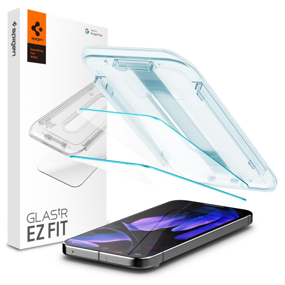 Protetor de ecrã Spigen EZ FIT para Google Pixel 9 / 9 Pro, proteção de vidro, cola completa, conjunto de 2 peças, 2.5D AGL08442 AGL08442