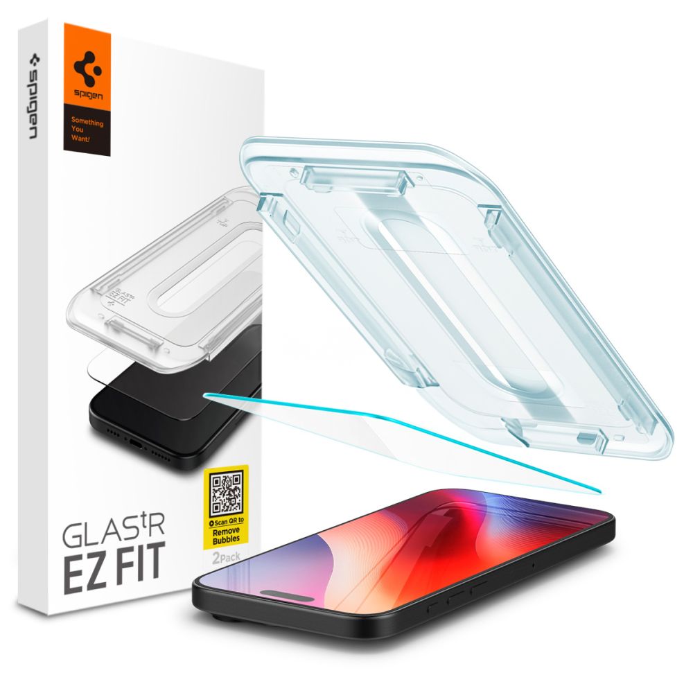 Película Protetora de Ecrã Spigen GlastR EZ FIT para Apple iPhone 16 Pro, Vidro Temperado, Cola Completa AGL07935